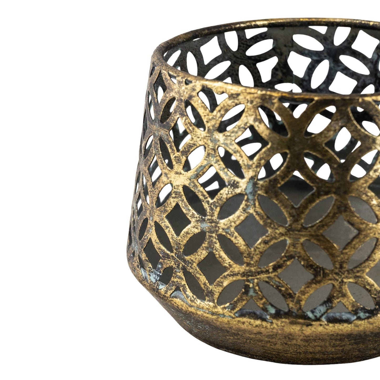 Brushed Gold Criss Cross Tealight Holder