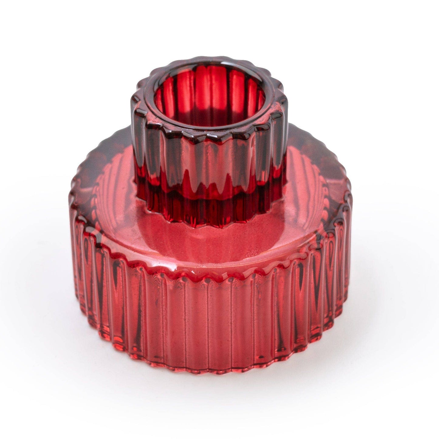 Red Double Ended Glass Candleholder 6.5cm