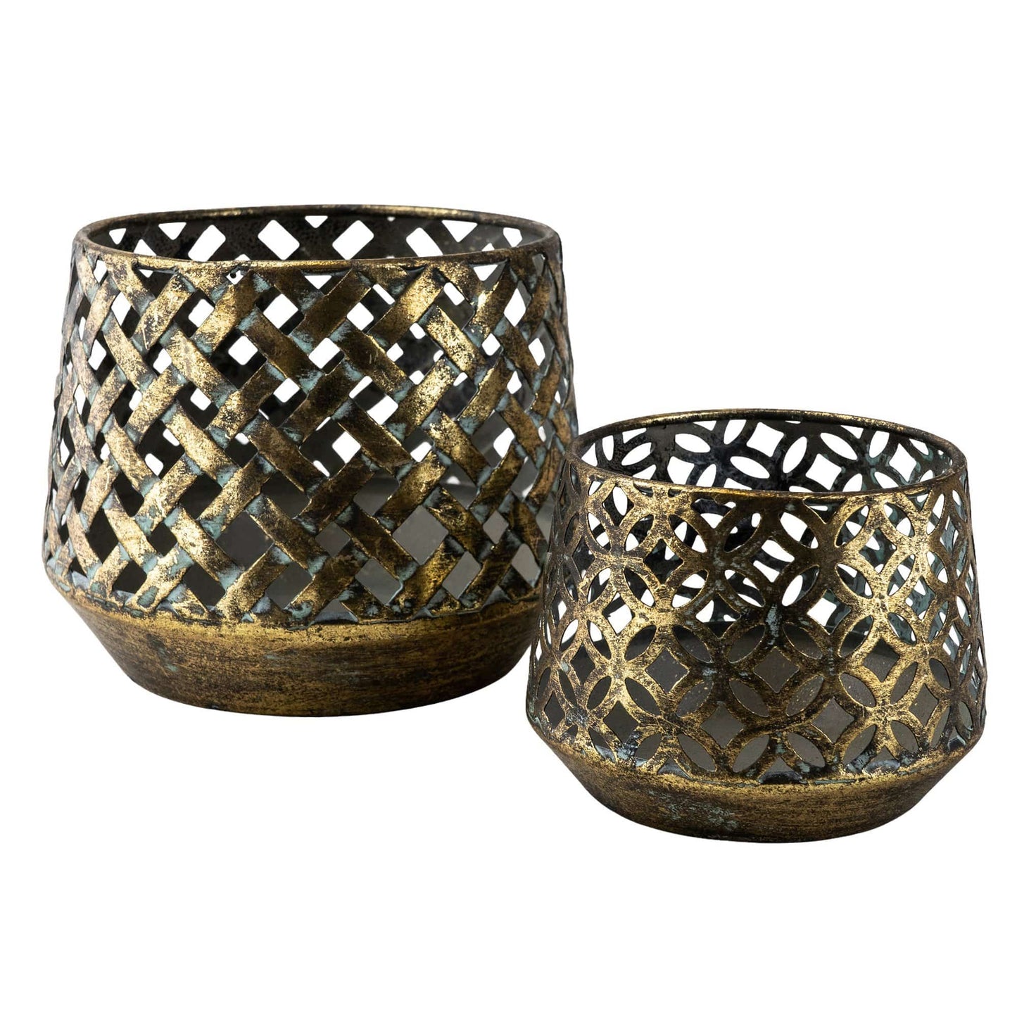 Brushed Gold Criss Cross Tealight Holder