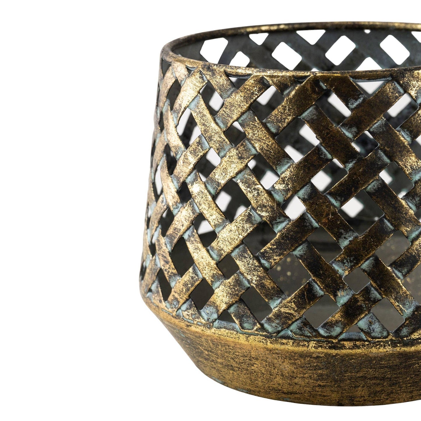 Brushed Gold Criss Cross Tealight Holder