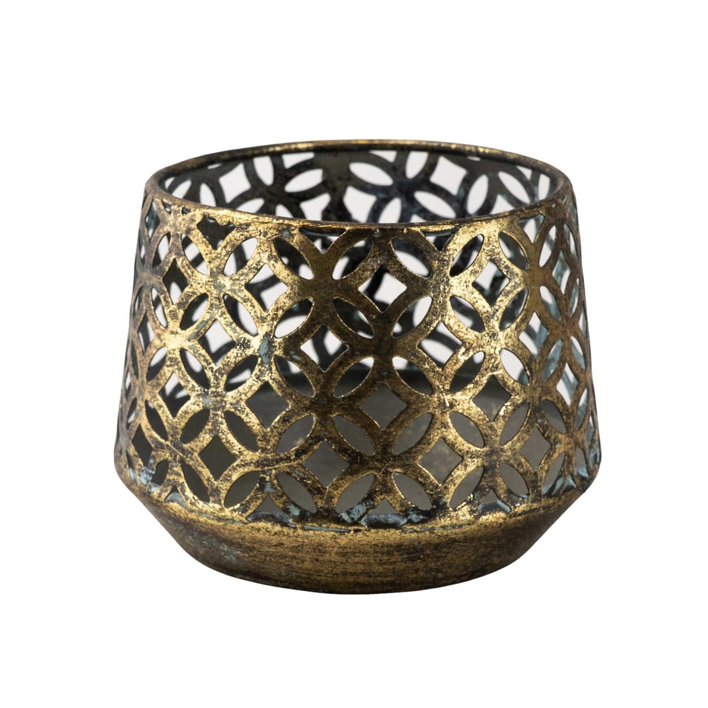 Brushed Gold Criss Cross Tealight Holder