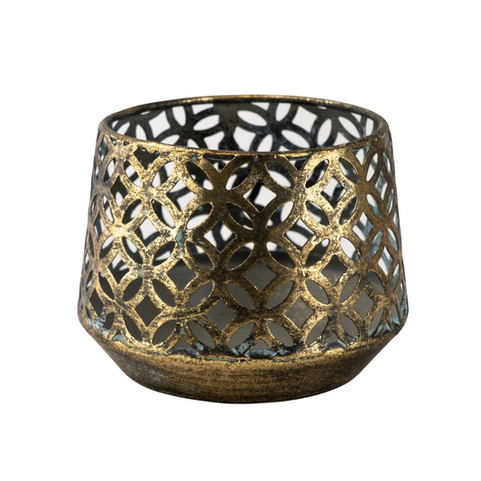 Brushed Gold Criss Cross Tealight Holder