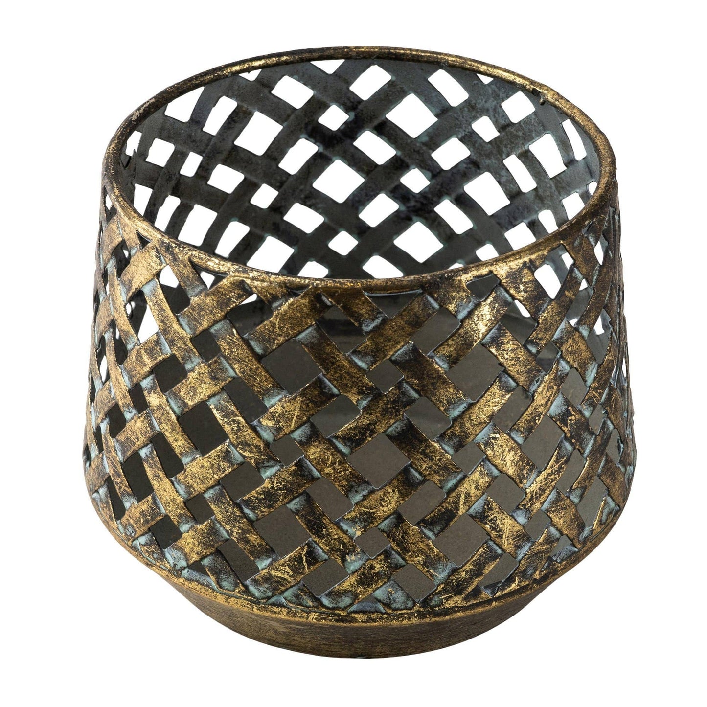 Brushed Gold Criss Cross Tealight Holder