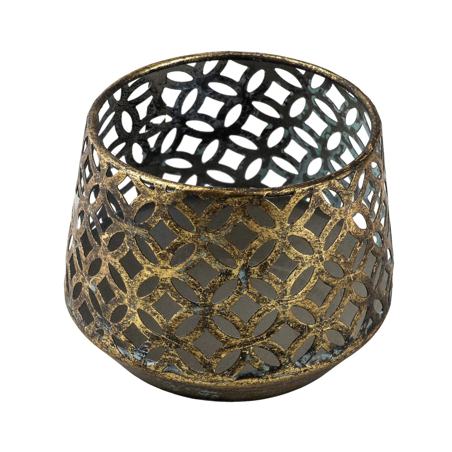 Brushed Gold Criss Cross Tealight Holder